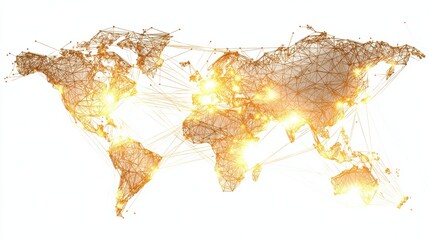 glowing digital world network illustration isolated on white background png ai generated