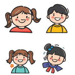 Obraz premium set of funny cartoon boy/ Cute Hand-Drawn Children Faces Collection
