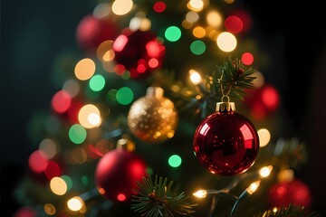 Cinematic Bokeh Christmas Lights Abstract Background.