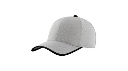Gray baseball cap with curved brim textured fabric and classic design suitable for casual wear sports or outdoor activities unisex style isolated on transparent background
