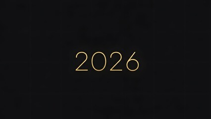 Golden 2026 numeral display on a dark textured background for future celebrations