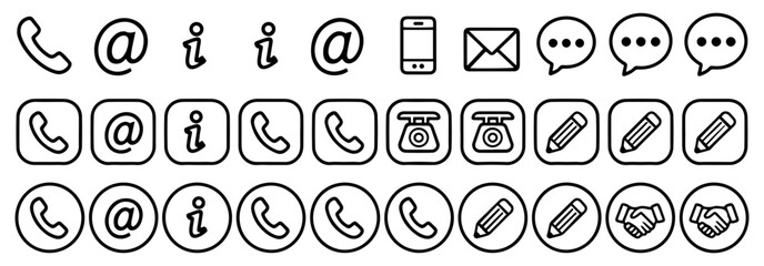 contact icon set vector