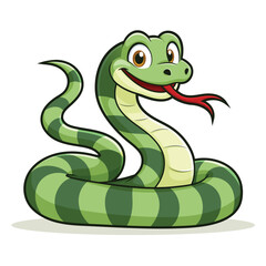 Fototapeta premium Friendly cartoon snake illustration, Cute green snake animal cartoon