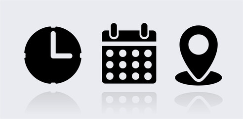 date time location place vector modern flat icon vector set