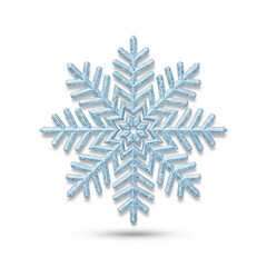 Detailed sparkling blue snowflake graphic with frosty texture and shimmering accents, perfect for winter themes, holiday decorations, and seasonal graphic design projects