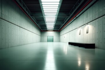 Empty Industrial Hallway with Skylight