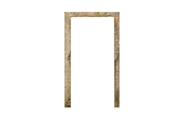 Old rectangular concrete door frame is isolated.
