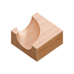 Wooden marble run track. Wooden marble race block. 3d rendering