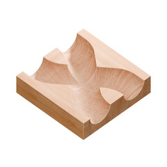 Wooden marble run track. Wooden marble race block. 3d rendering