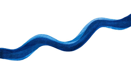 Blue wavy line, abstract watercolor curve, artistic flowing shape, isolated on transparent background, creative design element, calm and modern style