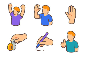 Isometric Daily Gestures. Common Daily Gestures isometric flat set: morning stretch, polite wave, beckoning hand, turning key motion, writing stroke, sip gesture, stop palm, nod of