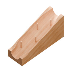 Wooden marble run track. Wooden marble race block. 3d rendering