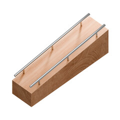 Wooden marble run track. Wooden marble race block. 3d rendering