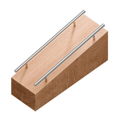 Wooden marble run track. Wooden marble race block. 3d rendering