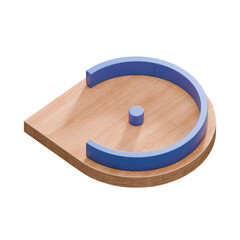 Wooden marble run track. Wooden marble race block. 3d rendering