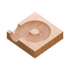 Wooden marble run track. Wooden marble race block. 3d rendering