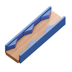 Wooden marble run track. Wooden marble race block. 3d rendering