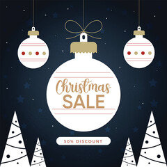 Festive Christmas Sale Promotion with Elegant Ornaments and 50 Discount