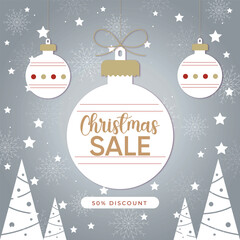Festive Christmas Sale Advertisement with Decorative Ornaments