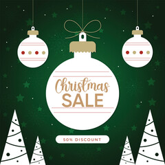 Festive Christmas Sale Promotion with Ornaments and Discount Offer