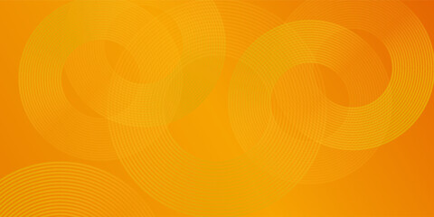 Abstract yellow and orange banner background with sparkling circular lines. Sparkling yellow lines with a futuristic technology concept