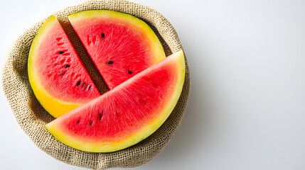 Sliced Watermelon on White Background,Vibrant ripe watermelon and fresh cut wedges on white background