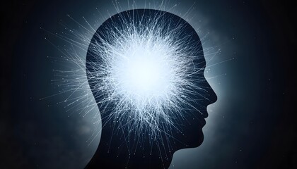 Intense neural activity glowing inside human head high resolution photo