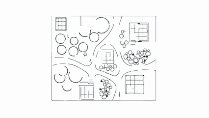 Minimalist Abstract Geometric Plan Vector Line Art Diagram