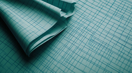 Graph paper pattern background texture abstract folded page with geometric grid and teal lighting suggesting design and concept artful mood