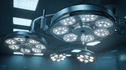 powerful surgical lights illuminate a modern operating room ready for a medical procedure