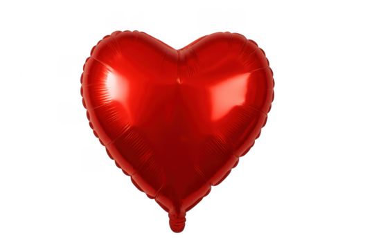 Red foil heart balloon celebrating love and romance - Powered by Adobe