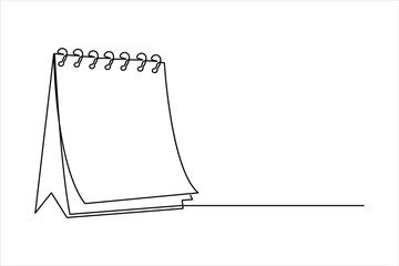 Table calendar continuous one line art drawing of design and happy new years icon vector illustration memorable moment