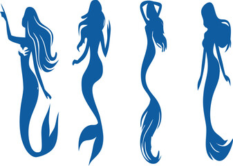 Stylish mermaid logo vector icon set perfect for aquatic brands, wellness spas, ocean-themed designs, and premium creative visuals.
