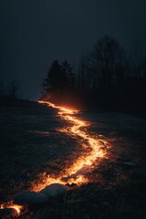 Fototapeta premium Fire trail with dark background