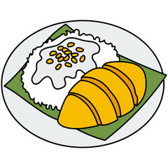 Illustration of Mango Sticky Rice Dessert