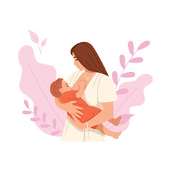 Vector illustration of a young girl praying. Cartoon scene of a girl with folded hands praying, wearing a polka dot t-shirt, skirt, earrings in her ears isolated on a white background. Christianity.