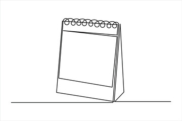 Table calendar continuous one line art drawing of design and happy new years icon vector illustration memorable moment