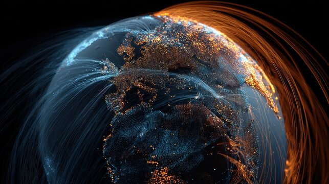 a glowing digital globe illustrating migration pathways symbolizing ai technology and global connectivity ideal for tech and innovation themes frances xavier cabrini day with ai