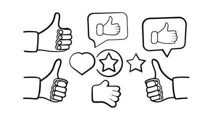  Thumbs Up Line Art Icons Set