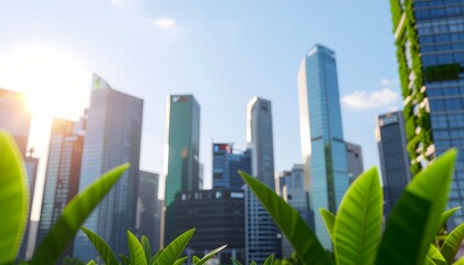 Futuristic green skyscrapers transforming modern urban landscape high resolution photo