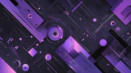 futuristic techscape abstract purple and black background with flat design ideal for illustrations hightech visuals contemporary flat design  generative ai