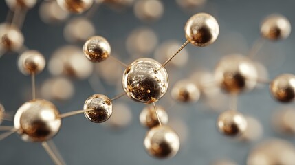 gold atoms molecule structure close up