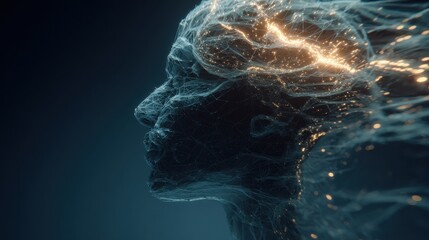 futuristic digital human head brain glow with intricate neural network illustrates artificial intelligence machine learning modern science represents advanced data transfer mental processes