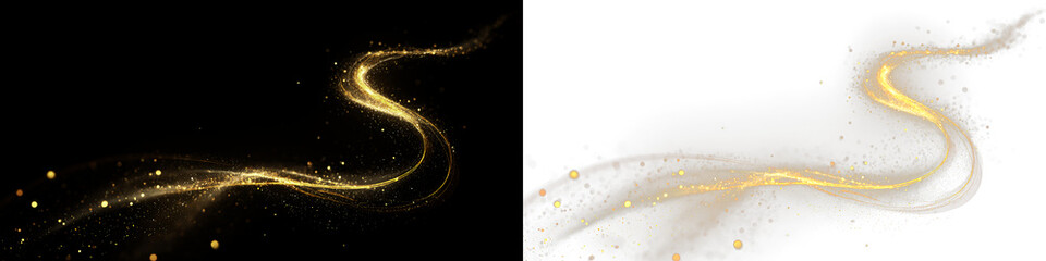 PNG Golden Light Trail Overlay PNG on transparent background © tanandaa