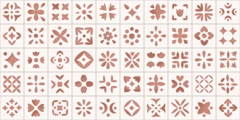Fototapete Portugal Keramikfliesen Watercolor geometric botanical ornamental ceramic tile seamless pattern. Floral vector oriental, islamic design. Minimalist hand drawn brown background  © Purrga