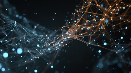 network connections and data flow with artificial intelligence theme