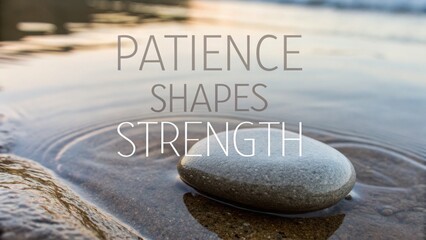 Stone reflecting in water as patience shapes strength