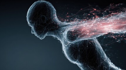 abstract concept of humantechnology interaction data flow and innovation