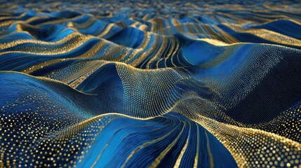 blue and gold digital network weave