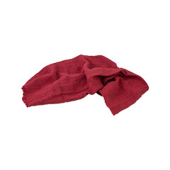 Rustic red fabric isolated over white background